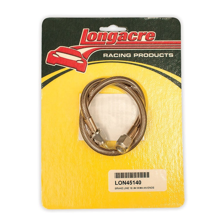 Longacre Brake Line 18 Inch #4 w/# 4AN Ends