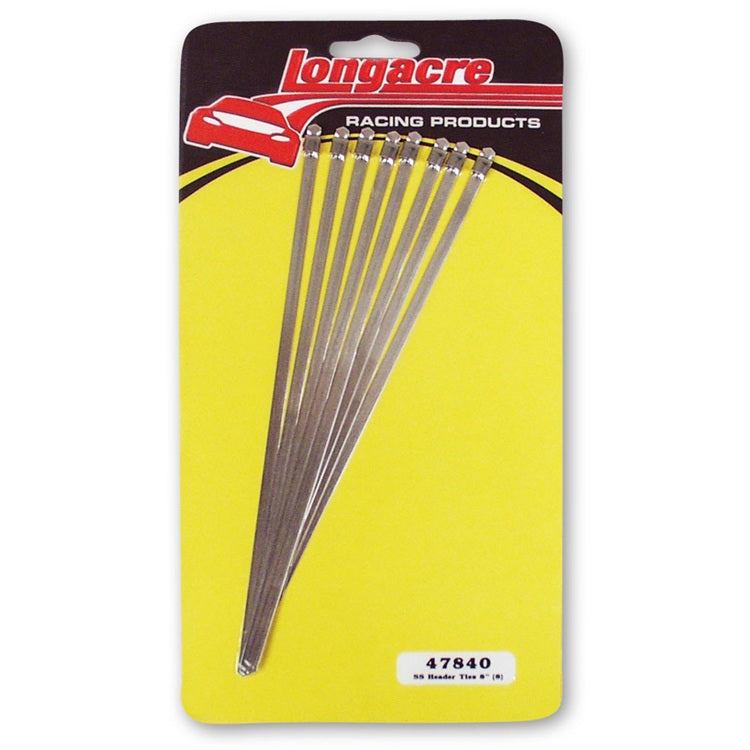 Longacre 8 Inch Stainless Header Wrap Ties (8)
