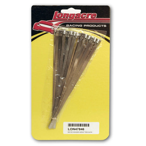 Longacre 8 Inch Stainless Header Wrap Ties (24) 