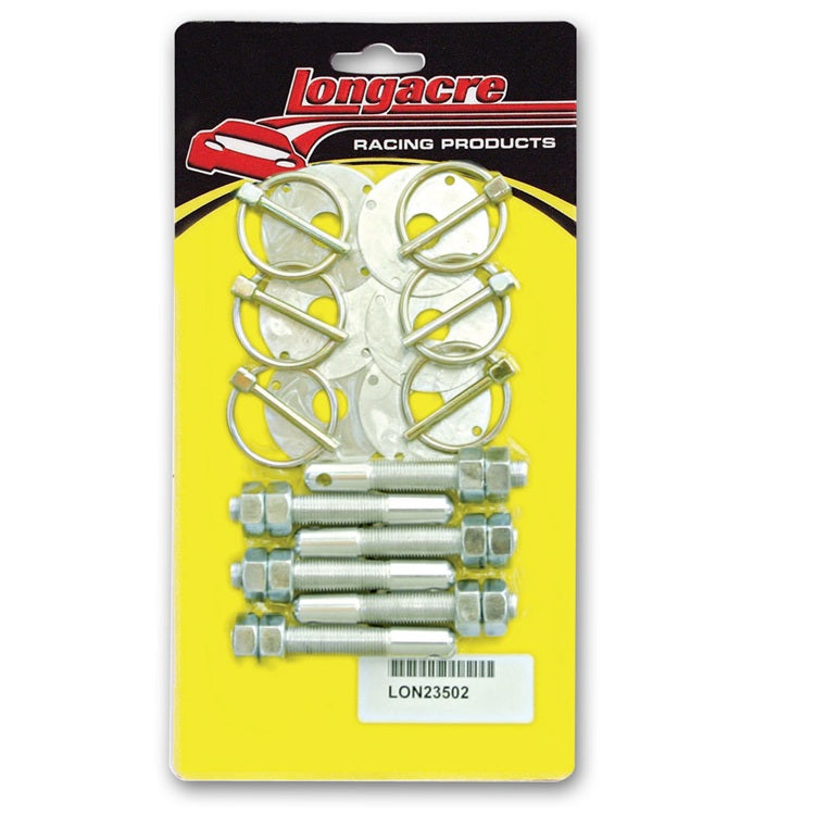 Longacre Deluxe Aluminum Hood Pin Kit 1/2 Inch-20 (6)