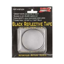 ISC Racers Tape BLACK REFLECTIVE TAPE, 1" x 24" strip and 1/2" x 24" strip