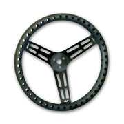 Longacre Aluminum Non Coated Steering Wheel Drilled Black Dished