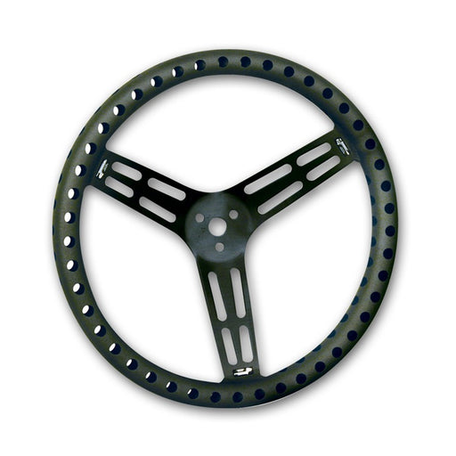 Longacre Aluminum Non Coated Steering Wheel Drilled Black Dished