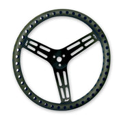 Longacre Aluminum Non Coated Steering Wheel Drilled Black Flat