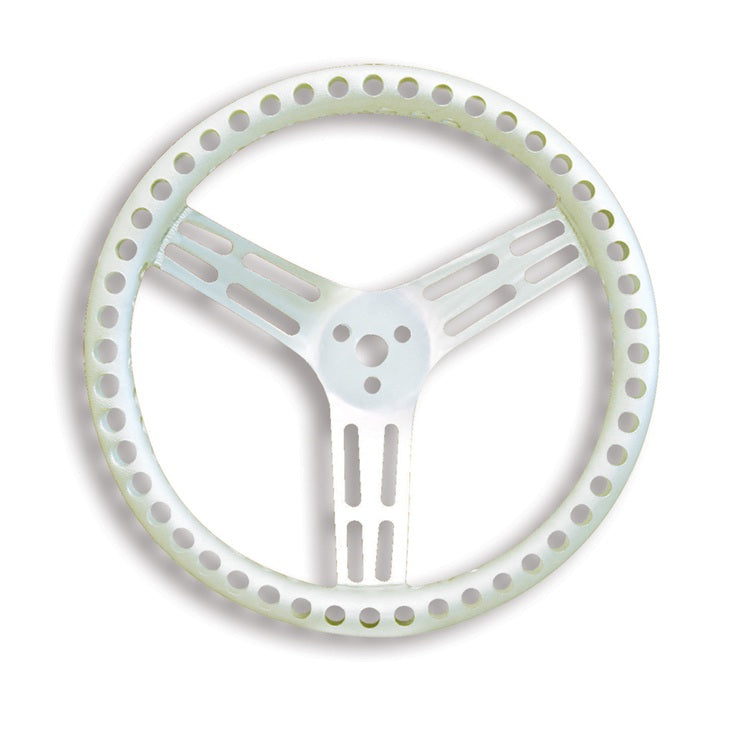Longacre Aluminum Non Coated Steering Wheel Drilled Aluminum Dished