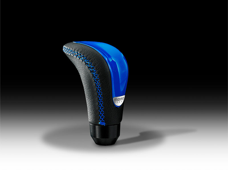 MOMO COMBAT EVO SHIFT KNOB - LEATHER / CARBON, RED OR BLUE INSERT