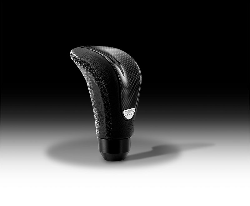 MOMO COMBAT EVO SHIFT KNOB - LEATHER / CARBON, RED OR BLUE INSERT
