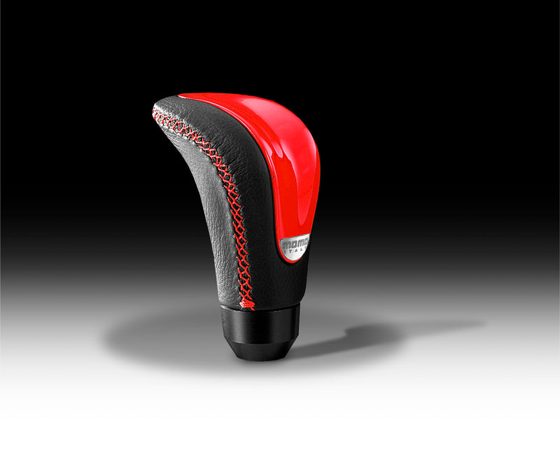 MOMO COMBAT EVO SHIFT KNOB - LEATHER / CARBON, RED OR BLUE INSERT