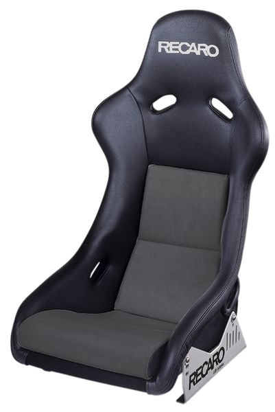 Recaro Pole Position N.G. Seat - Leather Black Bolster, Suede Grey Insert, Silver Logo, 4/5/6 Point Belt