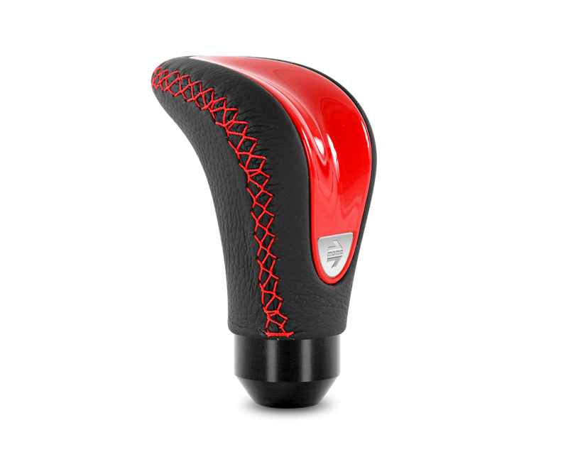 MOMO COMBAT EVO SHIFT KNOB - LEATHER / RED INSERT