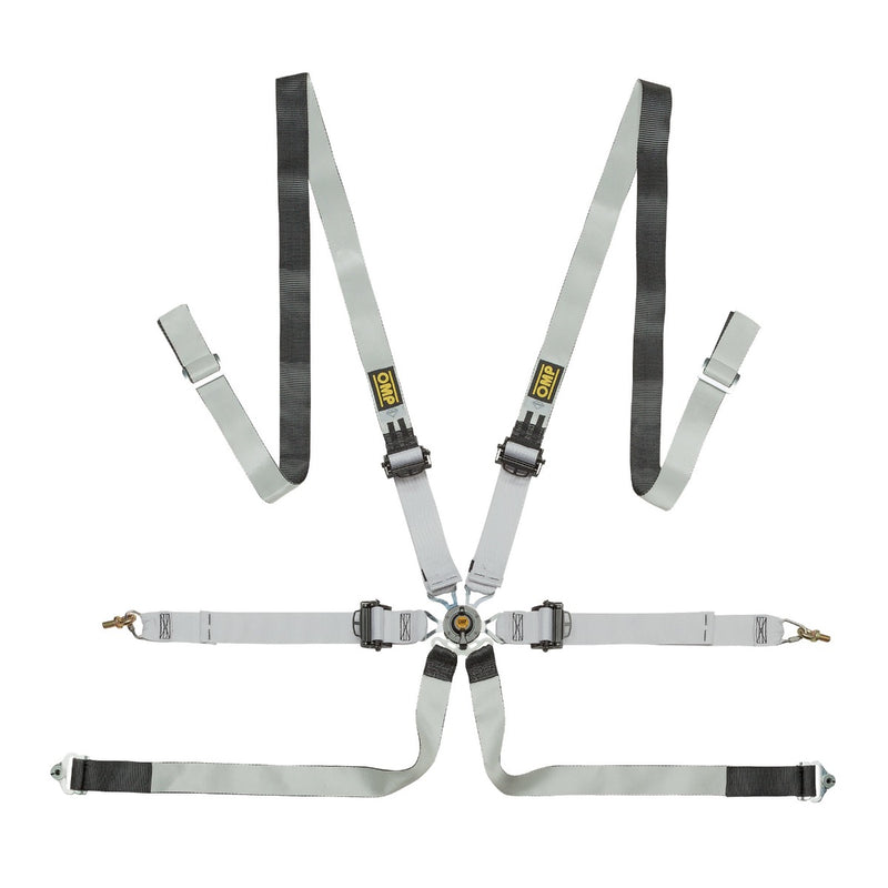 OMP SAFETY HARNESS ONE-D 2" PULL DOWN BLACK/WHITE FIA 8853-2016 (Old Part Number DA0102HSL076)