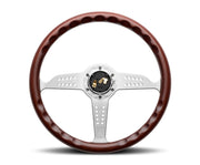 MOMO GRAND PRIX STEERING WHEEL - WOOD / BRUSHED SILVER - 350MM