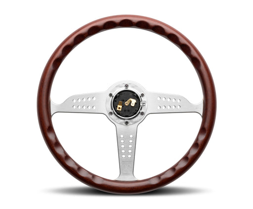 MOMO GRAND PRIX STEERING WHEEL - WOOD / BRUSHED SILVER - 350MM