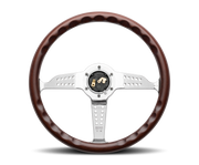 MOMO SUPER GRAND PRIX STEERING WHEEL - WOOD / POLISHED SILVER - 350MM