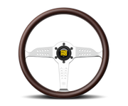 MOMO SUPER GRAND PRIX STEERING WHEEL - WOOD / POLISHED SILVER - 350MM