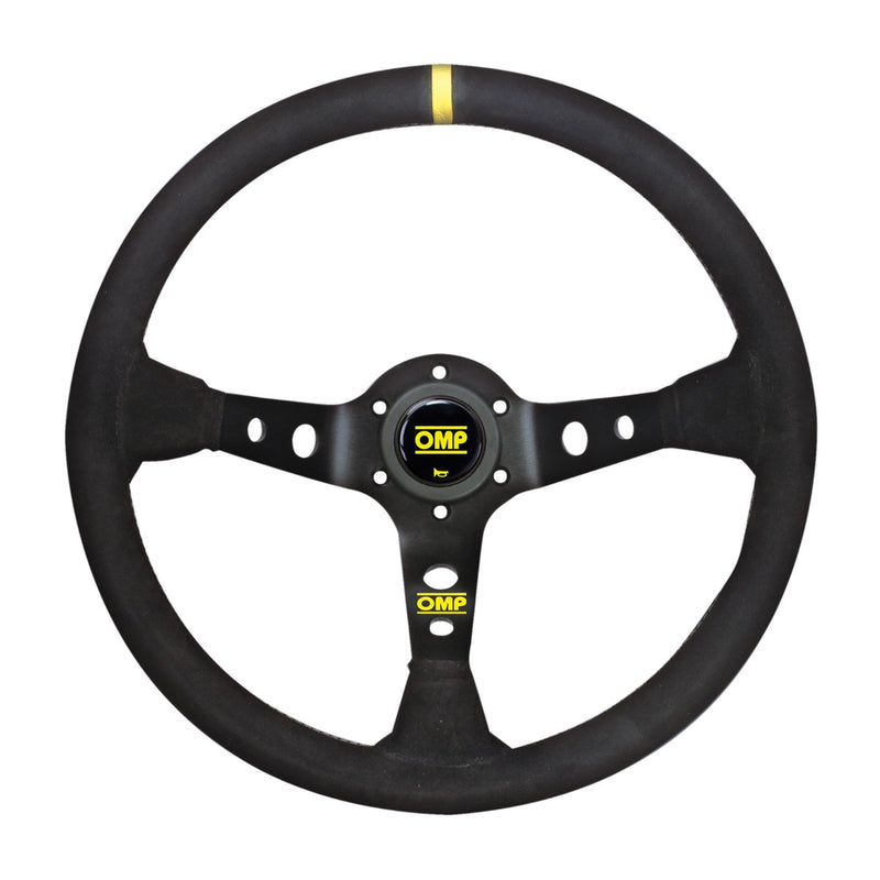 OMP DISHED STEERING WHEEL CORSICA 330,BLACK IN SUEDE LEATHER WITH ANODIZED SPOKES (Old Part Number od/2012/nn)