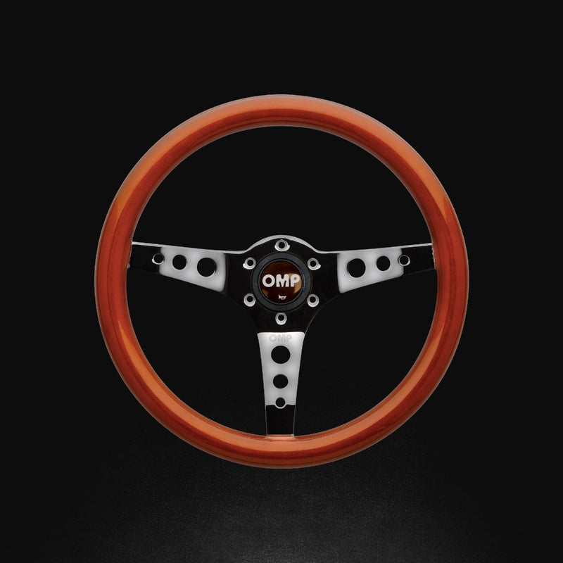 OMP MUGELLO:WOODEN STEERING WHEEL.D.360mm HANDGRIP OVAL:25X23mm (Old Part Number OD/2023/LE)