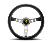 MOMO PROTOTIPO STEERING WHEEL - LEATHER / SILVER SPOKE - 350MM