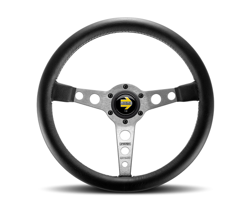 MOMO PROTOTIPO STEERING WHEEL - LEATHER / SILVER SPOKE - 350MM