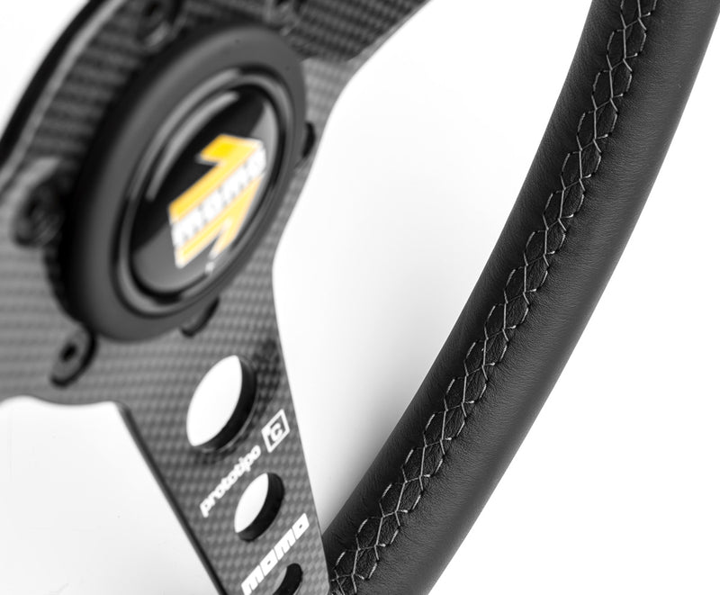 MOMO PROTOTIPO CARBON STEERING WHEEL - LEATHER / CARBON SPOKE - 350MM