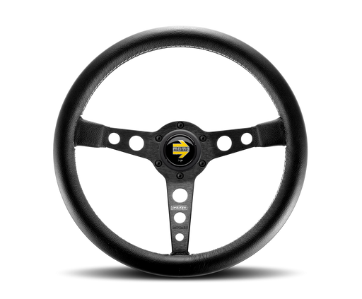 MOMO PROTOTIPO STEERING WHEEL - LEATHER / BLACK SPOKE - 350MM