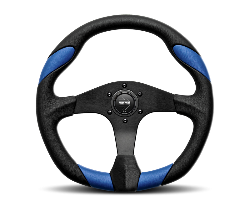 MOMO QUARK STEERING WHEEL - POLYURETHANE BLUE INSERT - 350MM