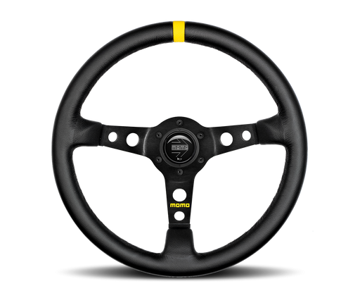 MOMO MOD 07 STEERING WHEEL - BLACK LEATHER - 350MM