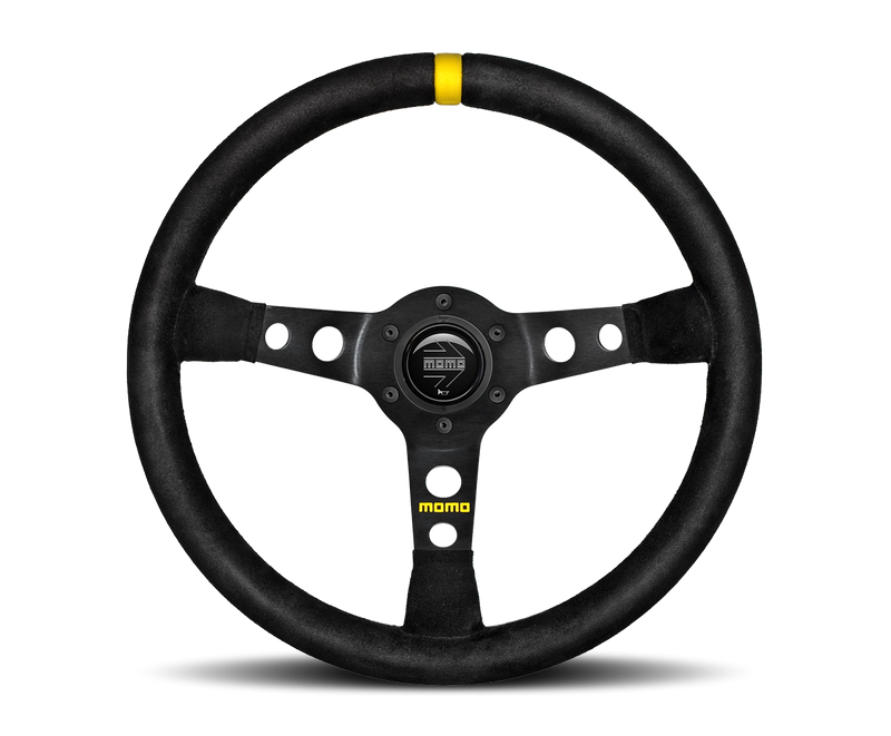 MOMO MOD 07 STEERING WHEEL - BLACK SUEDE - 350MM