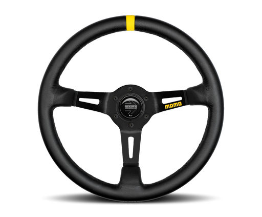 MOMO MOD 08 STEERING WHEEL - BLACK LEATHER - 350MM