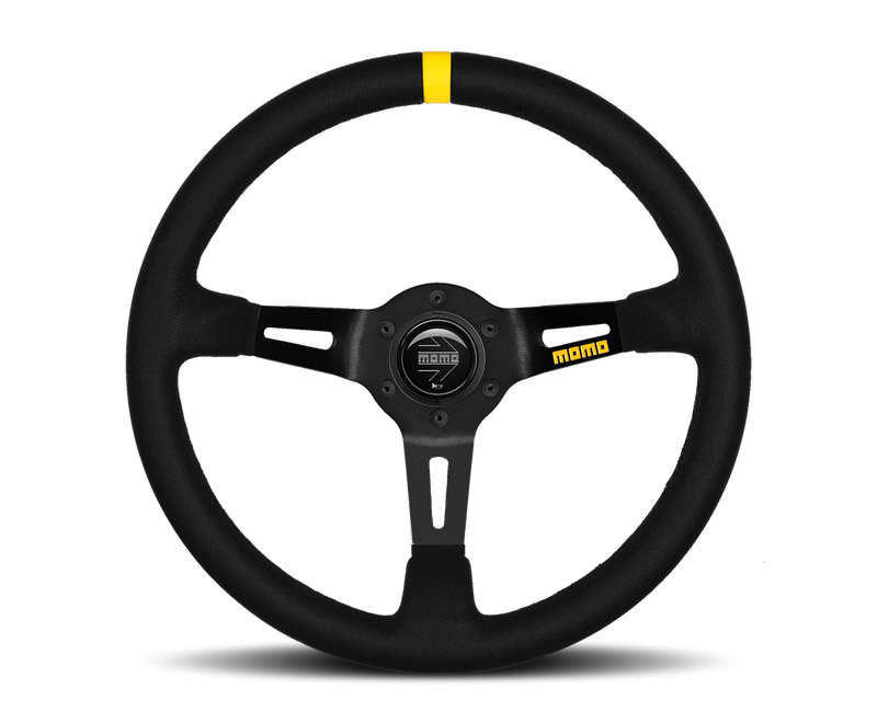 MOMO MOD 08 STEERING WHEEL - BLACK SUEDE- 350MM