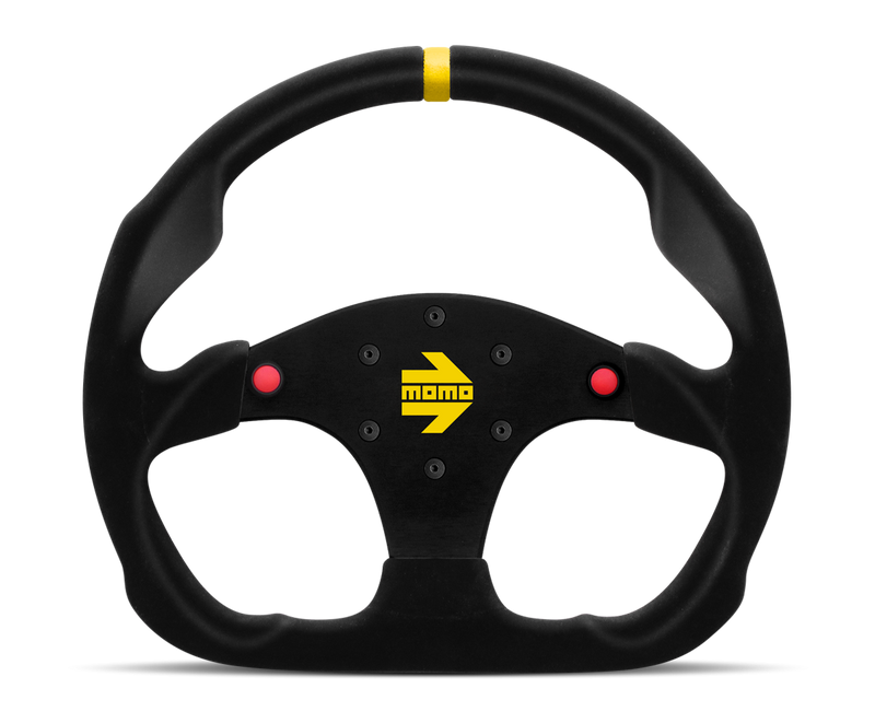 MOMO MOD 30 STEERING WHEEL - BLACK SUEDE W/ BUTTONS - 320MM