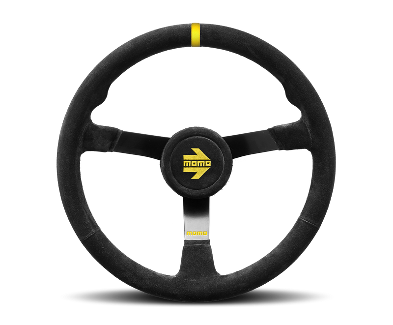 MOMO MOD N38 STEERING WHEEL - BLACK SUEDE / STRIPE - 380MM