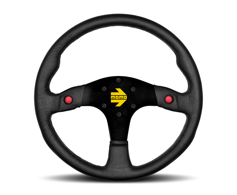 MOMO MOD 80 STEERING WHEEL - BLACK LEATHER - 350MM