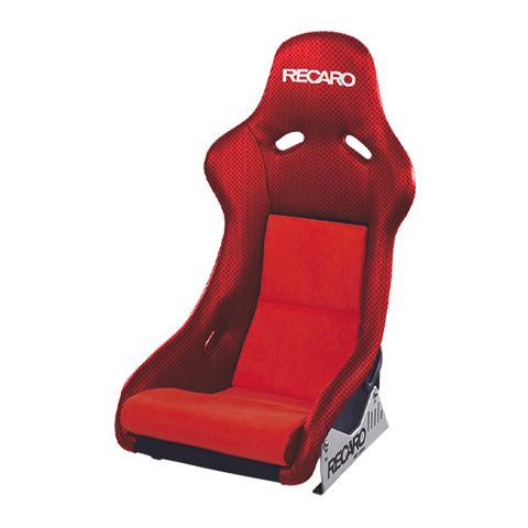 Recaro Pole Position N.G. Seat - Jersey Red Bolster, Suede Red Insert, Silver Logo, 4/5/6 Point Belt