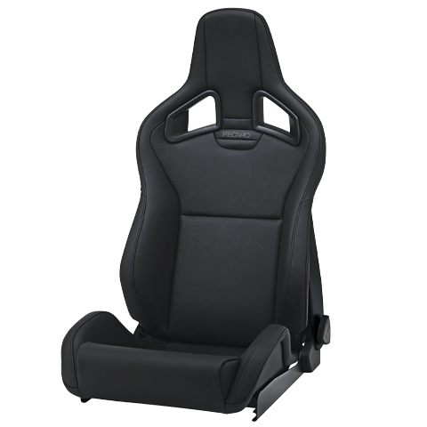 Recaro Sportster CS -Driver Side, Vinyl Black Bolster, Vinyl Black Insert, Grey Logo, 3 Point Belt