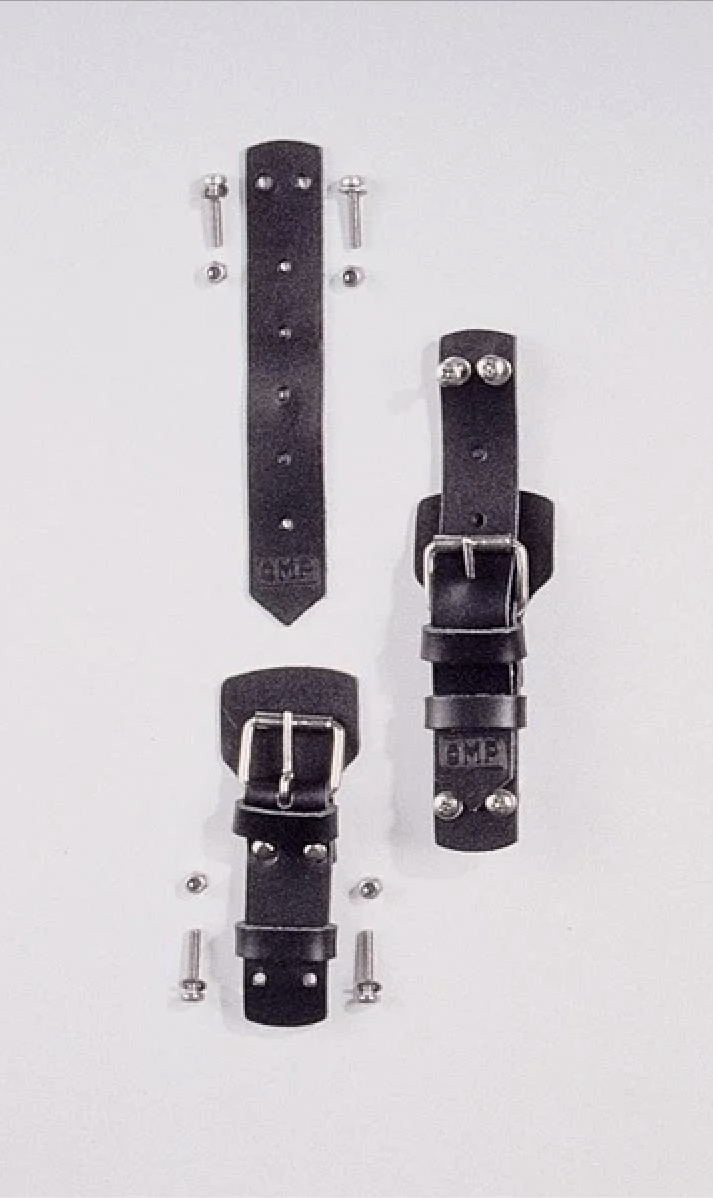 OMP BLACK LEATHER BONNET STRAPS1 (Old Part Number EB/487/N)