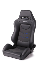 Recaro Speed V -Leather Black Bolster, Blue Suede Accent Insert, Metal Grey Logo, 3 Point Belt