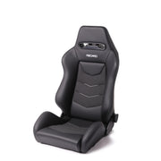 Recaro Speed V -Leather Black Bolster, Cloud Grey Suede Accent Insert, Metal Grey Logo, 3 Point Belt