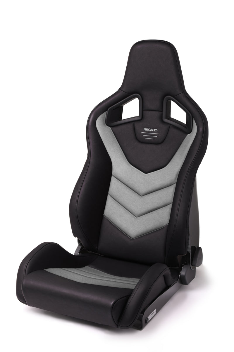 Recaro Sportster GT -Vinyl Black Bolster, Cloud Grey Suede Insert, Silver Logo