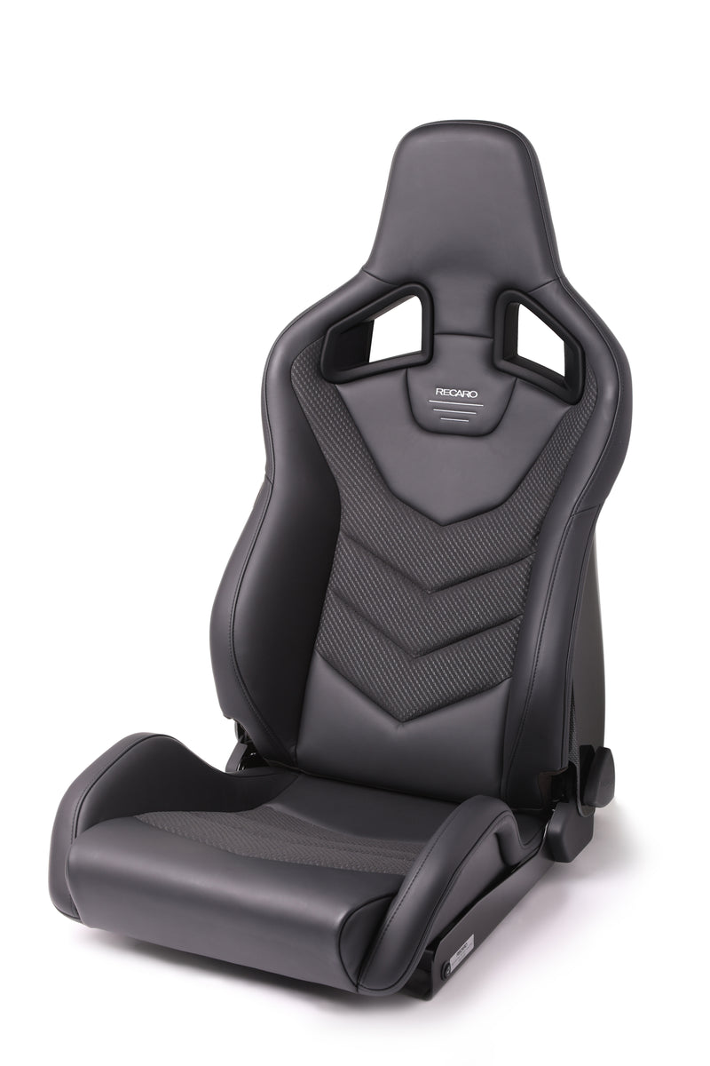 Recaro Sportster GT -Leather Black Bolster, Carbon Weave Insert, Silver Logo