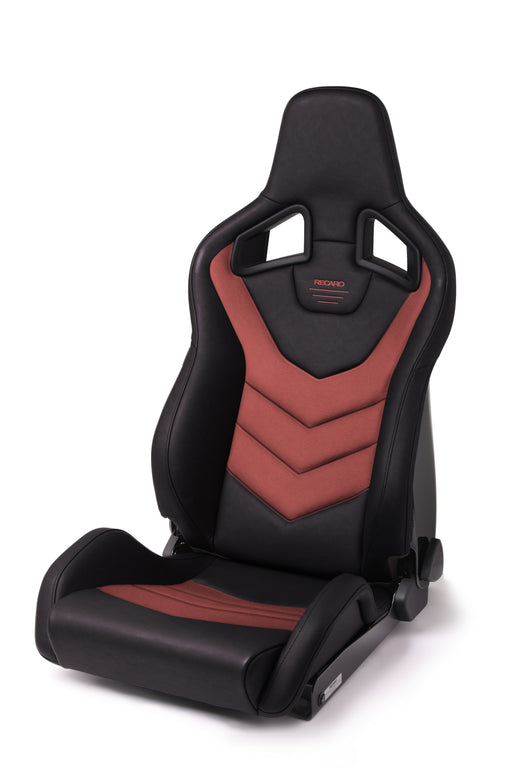 Recaro Sportster GT -Vinyl Black Bolster, Red Suede Insert, Red Logo, 3 Point Belt