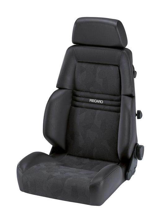 Recaro Expert S Seat -Driver/Passenger Side, Leather Black Bolster, Black Artista Insert, Silver Logo, 3 Point Belt