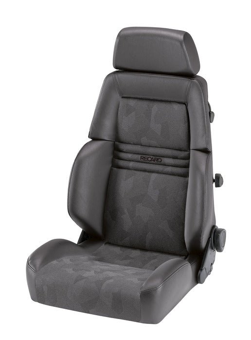 Recaro Expert S Seat -Driver/Passenger Side, Leather Grey Bolster, Grey Artista Insert, Black Logo, 3 Point Belt