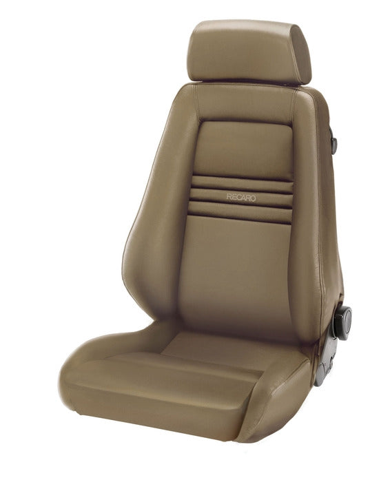 Recaro Specialist M Seat -Driver/Passenger Side, Leather Beige Bolster, Leather Beige Insert, Beige Logo, 3 Point Belt