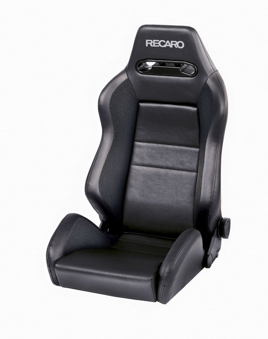 Recaro Speed Seat -Driver/Passenger Side, Black Vinyl/Saturn Black Bolster, Black AM Vinyl Insert, Silver Logo, 3/4 Point Belt