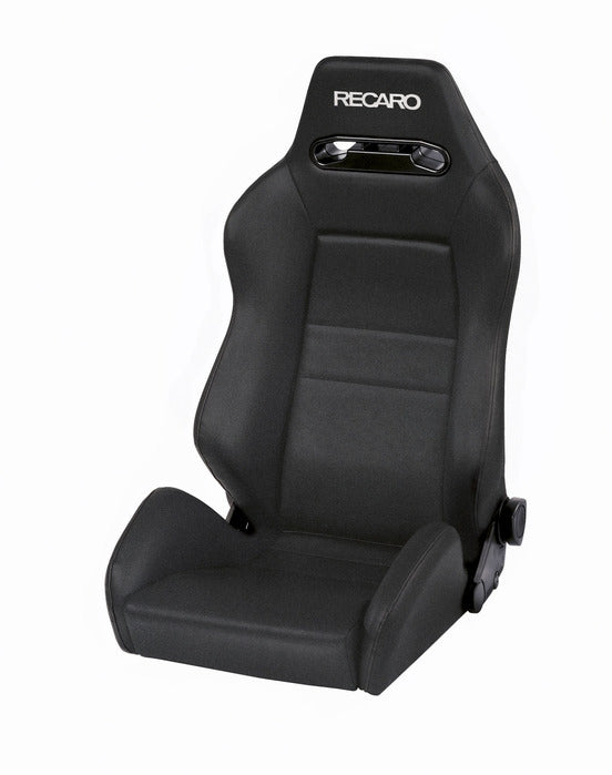 Recaro Speed Seat -Driver/Passenger Side, Black Avus Bolster, Black Avus Insert, White Logo, 3/4 Point Belt