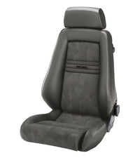 Recaro Specialist M Seat -Driver/Passenger Side, Leather Medium Grey Bolster, Grey Artista Insert, Black Logo, 3 Point Belt