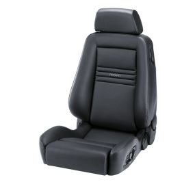 Recaro Ergomed ES Seat - Leather Black Bolster, Leather Black Insert, Grey Logo, 3 Point Belt