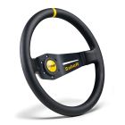 Dished steering wheel - 90 mm depth. Black smooth leather.