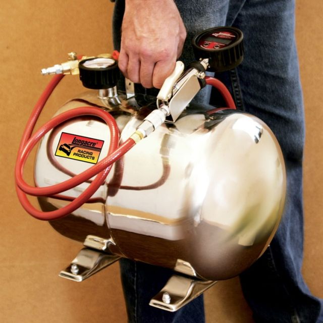 Portable Ultra Lightweight Polished Air Tank with Digital Filler Tire Pressure Gauge Special Inlet Valve Fills Tank in Less Than 15 Seconds!  Saves time ~ quicker than dragging the air hose around the car. Tank tops off 4 tires. Exclusive special design i